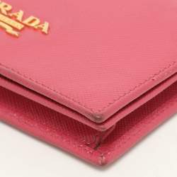 Prada Pink Saffiano Leather Wristlet Card Holder