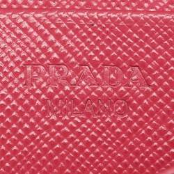 Prada Pink Saffiano Leather Wristlet Card Holder