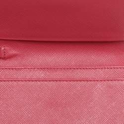 Prada Pink Saffiano Leather Wristlet Card Holder