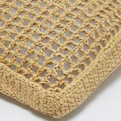 Pre Owned Prada Natural Woven Raffia Beach Tote