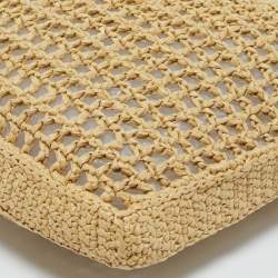 Pre Owned Prada Natural Woven Raffia Beach Tote