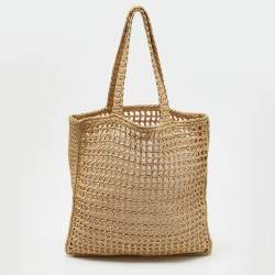 Pre Owned Prada Natural Woven Raffia Beach Tote