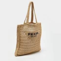 Pre Owned Prada Natural Woven Raffia Beach Tote