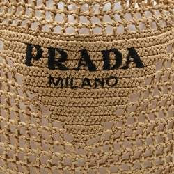 Pre Owned Prada Natural Woven Raffia Beach Tote