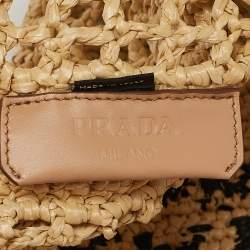 Pre Owned Prada Natural Woven Raffia Beach Tote