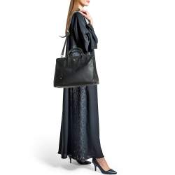 Prada Black Saffiano Lux Leather Middle Zip Tote