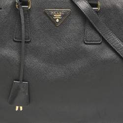 Prada Black Saffiano Lux Leather Middle Zip Tote