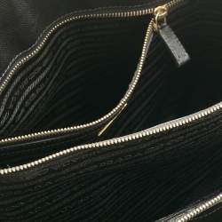 Prada Black Saffiano Lux Leather Middle Zip Tote