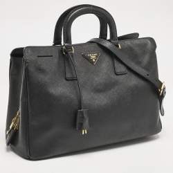 Prada Black Saffiano Lux Leather Middle Zip Tote