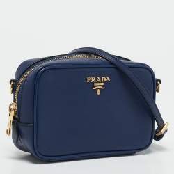 Pre Owned Prada Navy Blue Saffiano Lux Leather Mini Camera Crossbody Bag