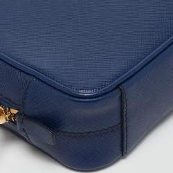 Pre Owned Prada Navy Blue Saffiano Lux Leather Mini Camera Crossbody Bag