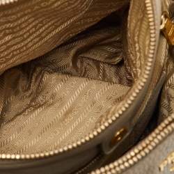Prada Grey Vitello Daino Leather Double Zip Tote