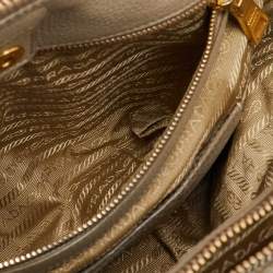 Prada Grey Vitello Daino Leather Double Zip Tote