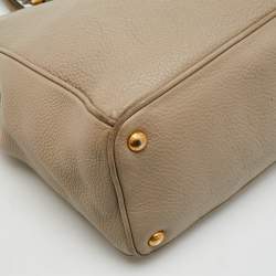 Prada Grey Vitello Daino Leather Double Zip Tote