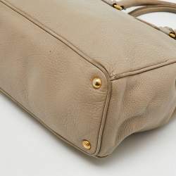 Prada Grey Vitello Daino Leather Double Zip Tote