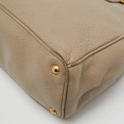 Prada Grey Vitello Daino Leather Double Zip Tote