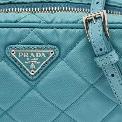 Prada Blue Quilted Nylon Camera Crossbody Bag