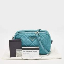 Prada Blue Quilted Nylon Camera Crossbody Bag