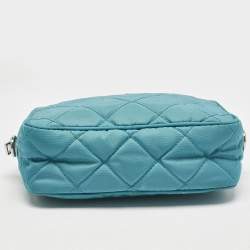 Prada Blue Quilted Nylon Camera Crossbody Bag