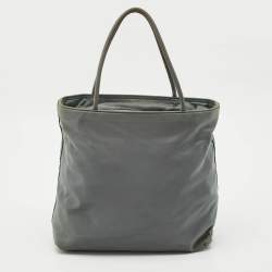 Prada Moose Green Nylon Logo Tote