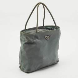 Prada Moose Green Nylon Logo Tote