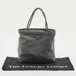 Prada Moose Green Nylon Logo Tote