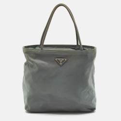 Prada Moose Green Nylon Logo Tote