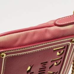 Prada Pink Nylon and Saffiano Leather Flat Zip Crossbody Bag