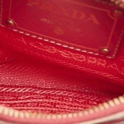 Prada Pink Nylon and Saffiano Leather Flat Zip Crossbody Bag