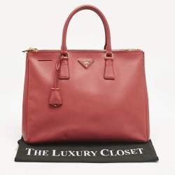 Prada Red Saffiano Leather Large Galleria Double Zip Tote
