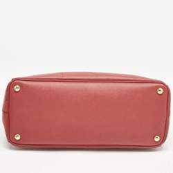 Prada Red Saffiano Leather Large Galleria Double Zip Tote