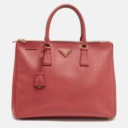 Prada Red Saffiano Leather Large Galleria Double Zip Tote