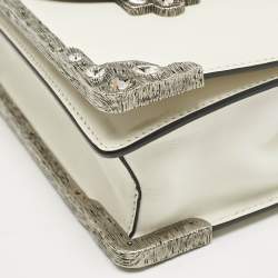 Prada White/Black Saffiano and Leather Crystal Embellished Cahier Crossbody Bag