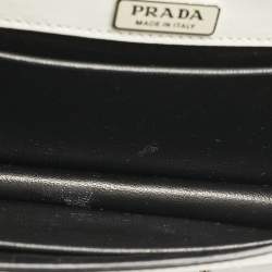 Prada White/Black Saffiano and Leather Crystal Embellished Cahier Crossbody Bag