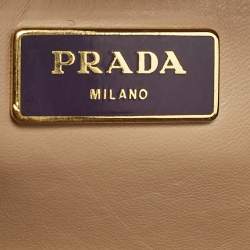Prada Purple/Grey Saffiano Patent Leather Studded Pyramid Frame Satchel