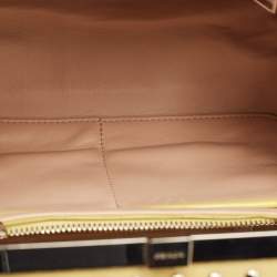 Prada Yellow/Cream Saffiano Patent Leather Small Studded Pyramid Frame Bag