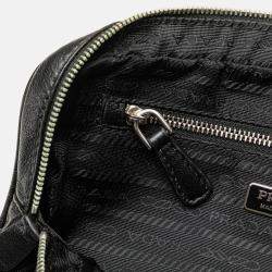 Prada Black Vitello Daino Grommet Chain Handbag