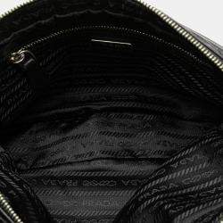 Prada Black Vitello Daino Grommet Chain Handbag