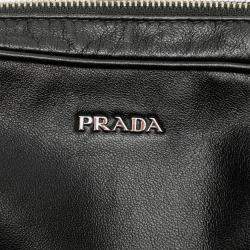 Prada Black Vitello Daino Grommet Chain Handbag