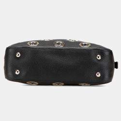 Prada Black Vitello Daino Grommet Chain Handbag