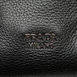 Prada Black Vitello Daino Grommet Chain Handbag