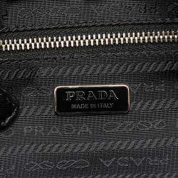 Prada Black Vitello Daino Grommet Chain Handbag