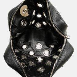 Prada Black Vitello Daino Grommet Chain Handbag
