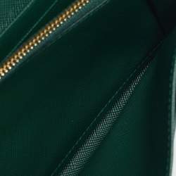 Prada Green Leather Logo Flap Continental Wallet