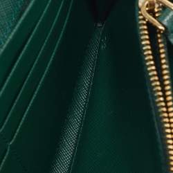 Prada Green Leather Logo Flap Continental Wallet
