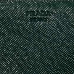 Prada Green Leather Logo Flap Continental Wallet