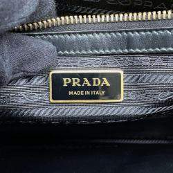 Prada Beige and Black Canvas Symbole Large Tote Bag