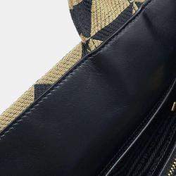 Prada Beige and Black Canvas Symbole Large Tote Bag
