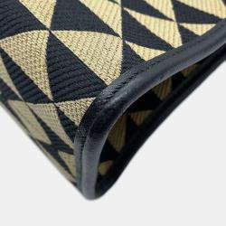 Prada Beige and Black Canvas Symbole Large Tote Bag