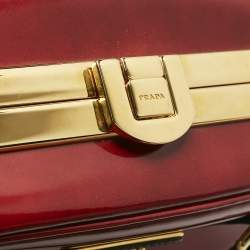 Prada Red Patent Leather Pyramid Frame Satchel